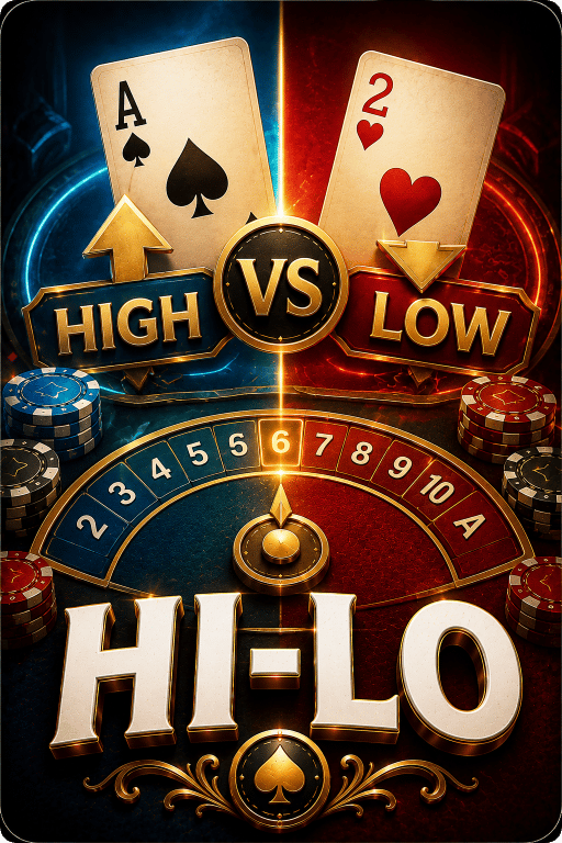 Fairplay Hi-Lo game featuring high and low playing cards with a prediction wheel.