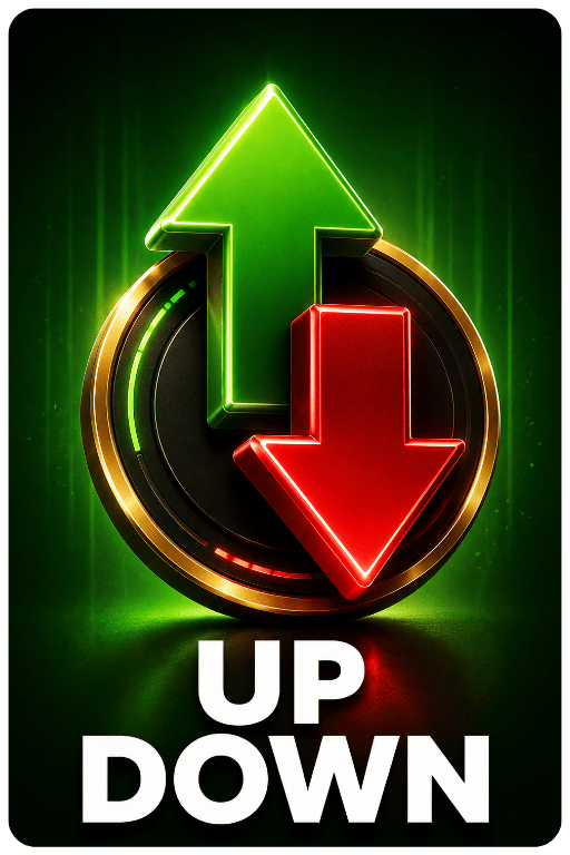 Fairplay Up Down game icon with green up and red down arrows for prediction gameplay.