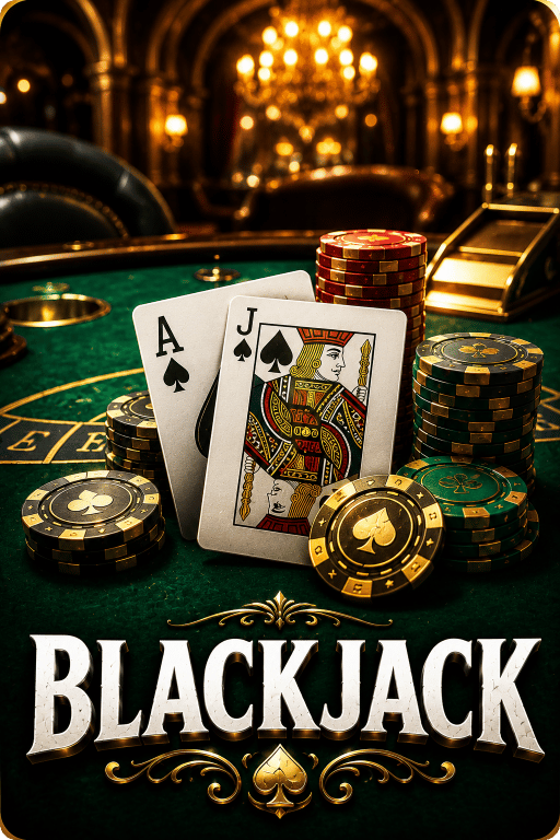 Fairplay Blackjack game featuring playing cards, casino chips, and a premium blackjack table.