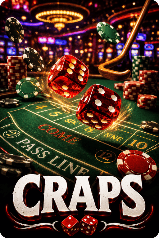 Fairplay Craps game featuring rolling dice, casino chips, and a classic craps table.