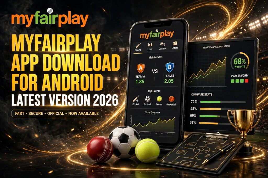 MyFairPlay app download for Android latest version 2026 with official APK interface showing sports betting odds and analytics